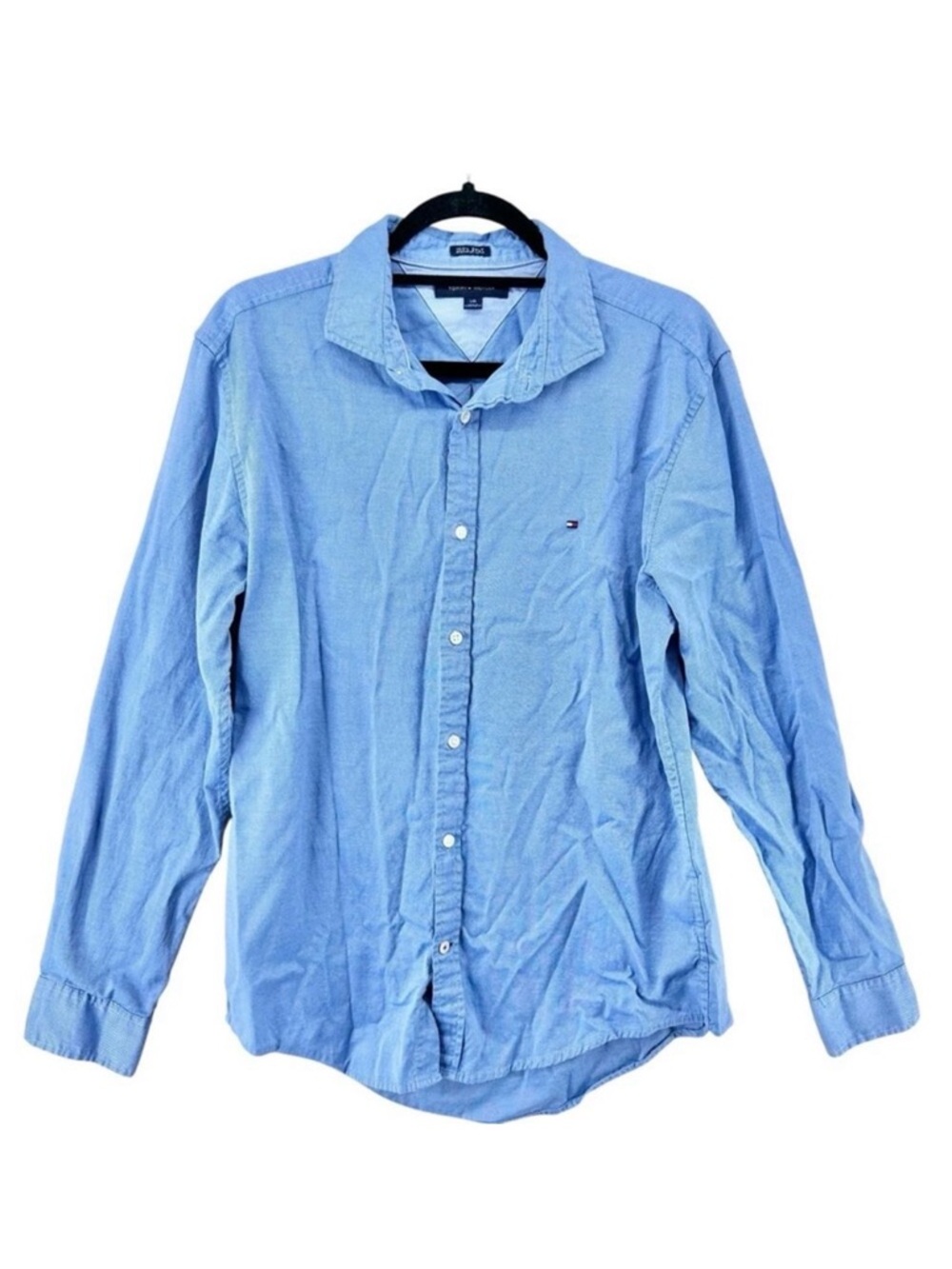 Tommy Hilfiger Button Up Long Sleeve Shirt 100s 2 Ply Double Retors men’s sz L